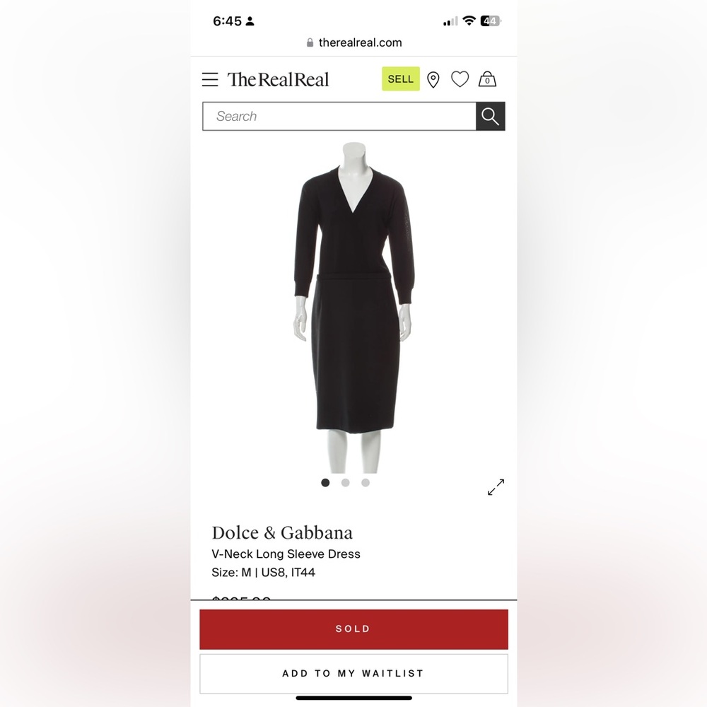 D&G Black Wool V Neck Dress